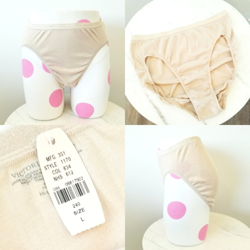 Victoria's Secret Vintage Cotton Lingerie High Cut Leg Brief Panty Bikini NWT Lg
